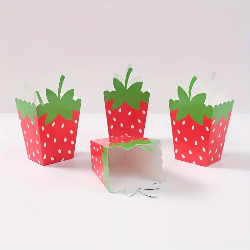 10Pcs Sweet Fruit Strawberry Theme Popcorn Boxes