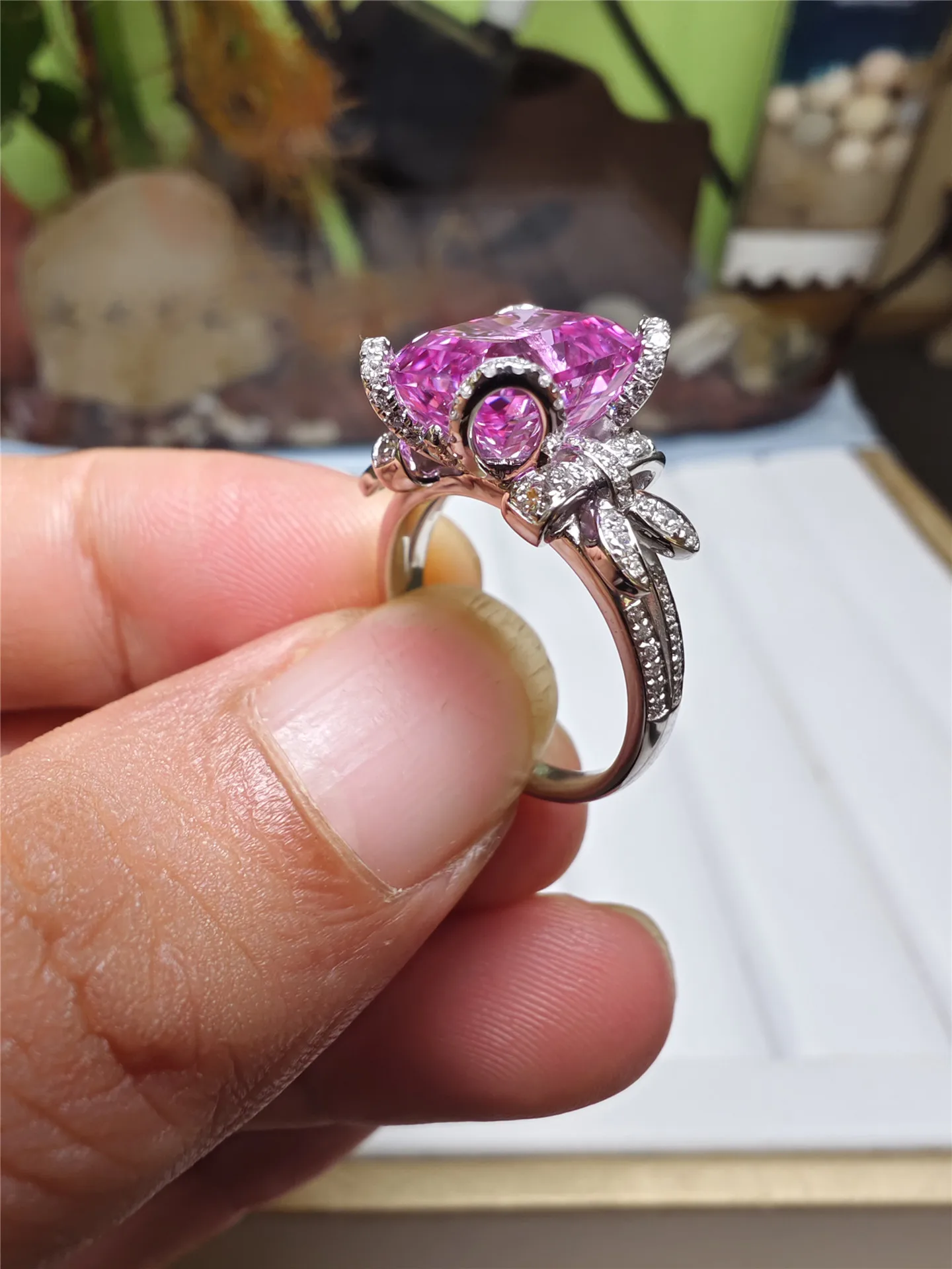 10K Gold Lab-Grown Diamond Cultured Ruby 9*11 Luxurious Wedding Ring for Women, 925 Silver Plated with 18K Gold, Custom Wholesal