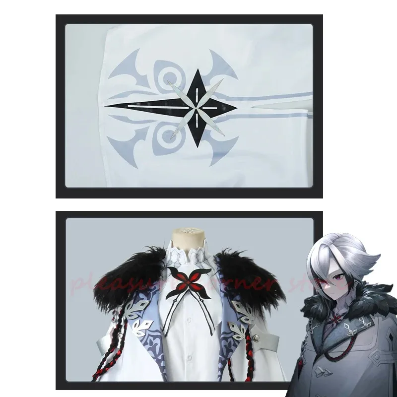 لعبة Genshin Impact The Knave Arlecchino زي عباءة شعر مستعار قفازات أقراط معطف أحد عشر Fatui Harbingers ملابس تنكرية ، 7;k'2.s