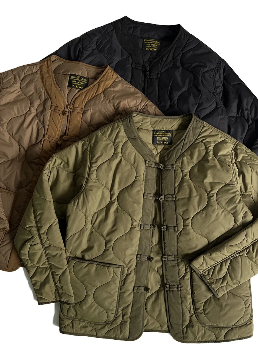 

Revised New Chinese Sle Autumn Winter Lightweight Retro Cotton Buttonl Men's Jaet Warm Polyester Fiber Fill Outerwear