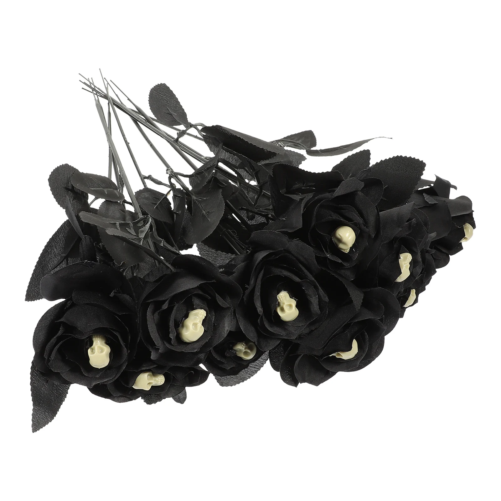 

10 Pcs Rose Skull Flowers Halloween Decor Decoration Simulation Decorations Black Bouquet