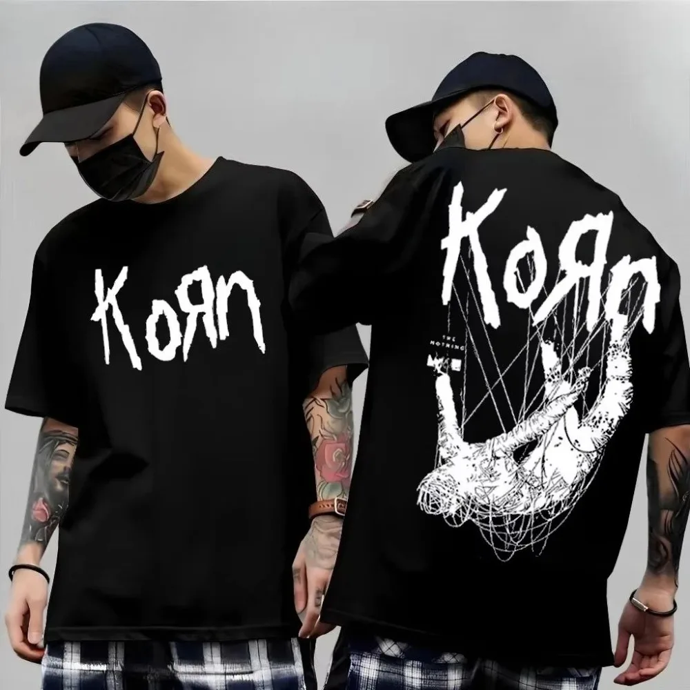 2026 Korn Follow The Leader Cotton Printed T-Shirt Double-Sided Metal Band Tee Men's and Women's Oversize Couple Tee Tops