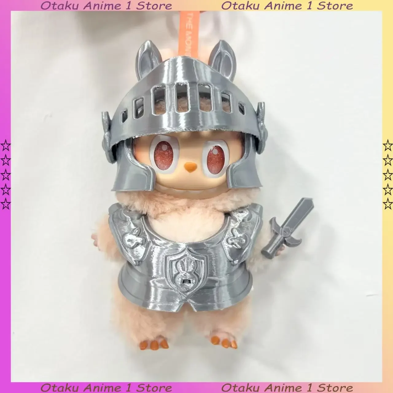 Neue 3D Rüstung Labubu Kleidung Dragon Slayer Ritter Rüstung Schwert Set Mini Plüsch Puppe Kleidung Mode Puppe Zubehör Geschenk