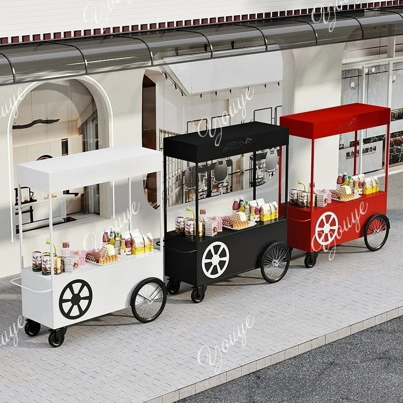 Night market mobile outdoor stall display wrought iron float shopping mall hand push truck stall car