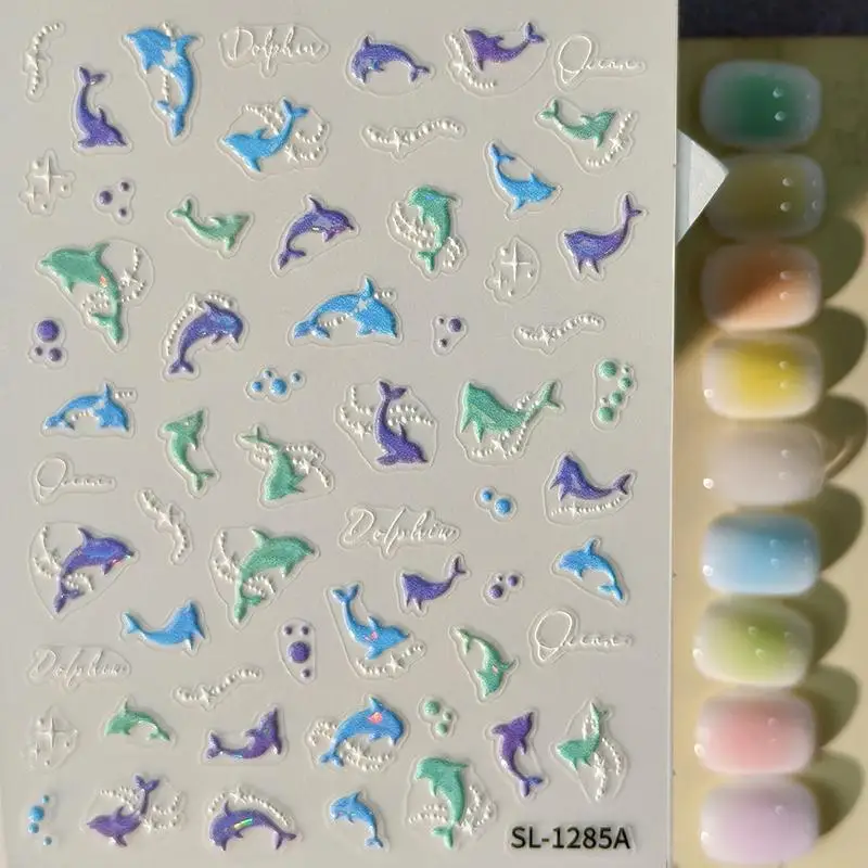 Bunte Blasen, Fischschwarm, Delfin, Wal, Nagelkunst-Aufkleber, Seestern, Muschel, Koralle, Qualle, Seepferdchen, Ozean, Maniküre-Aufkleber – Detail 4