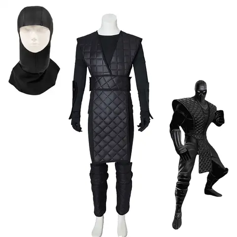 Disfraz de Cosplay del juego Mortal Kombat Noob Saibot para hombre, uniforme de combate Ninja negro, traje completo para fiesta de Carnaval de Halloween