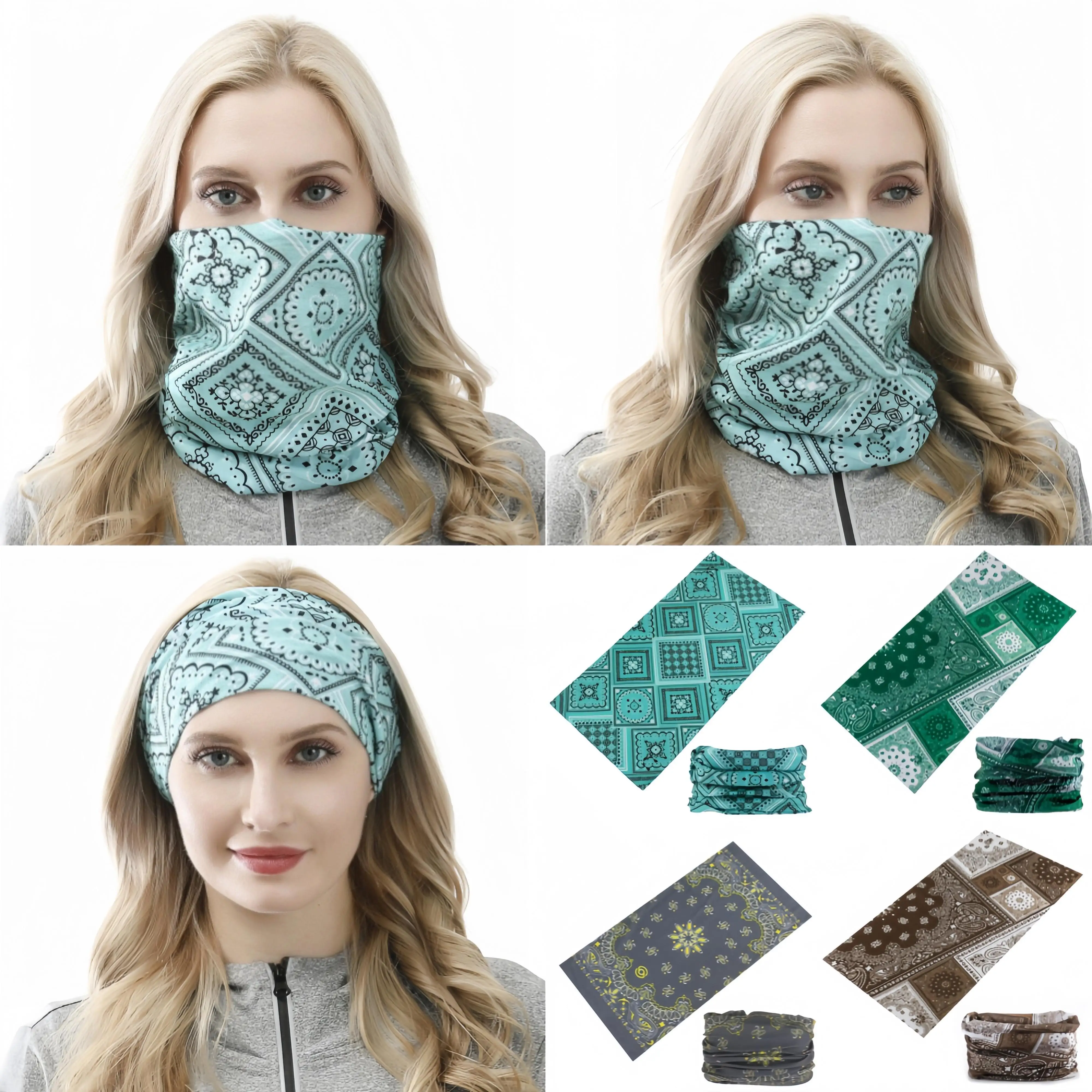 

Multi Use Sports Headband Paisley Pattern Design Seamless Face Bandana Cycling Head Scarf Balaclava Tubular Kerchief For Women