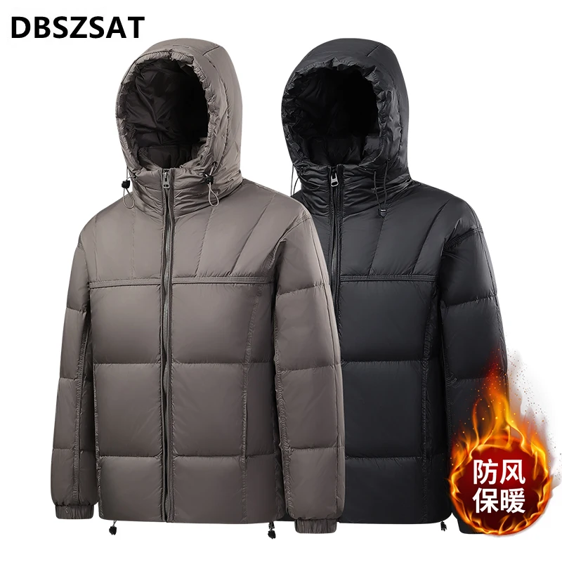 2029 Shiny  Jackets New Winter Man Hooded Casual White Duck Down Coats Quality Male Outdoor Windproof Warm Jackets Size 4XL