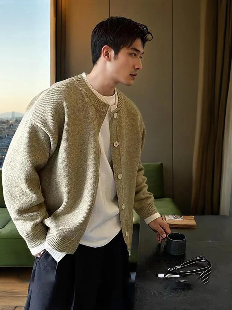 

Autumn Winter Men's Knitted Cardigan Sweater Button up Casual Sle Polyester Fiber Long Sve round Ne Warm And Breathable