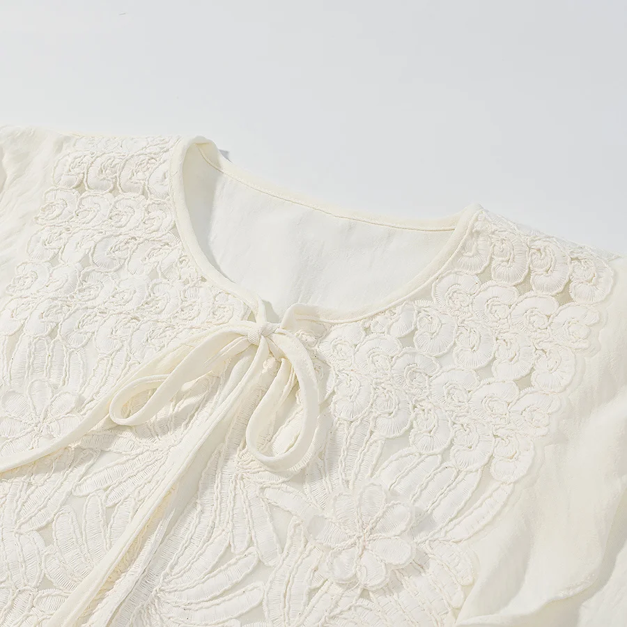 BSK&TRAF2025 new summer women's clothing casual simple fashion temperament versatile lace splicing lace shirt top + skirt