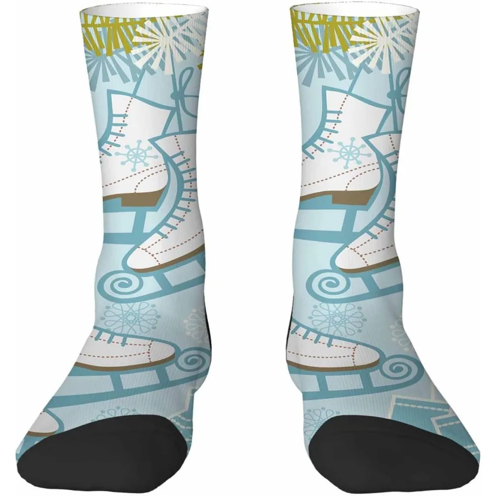

Ice Skate Pattern Crew Sock Unisex Funny Socks Gifts For Women Mens Novelty Socks