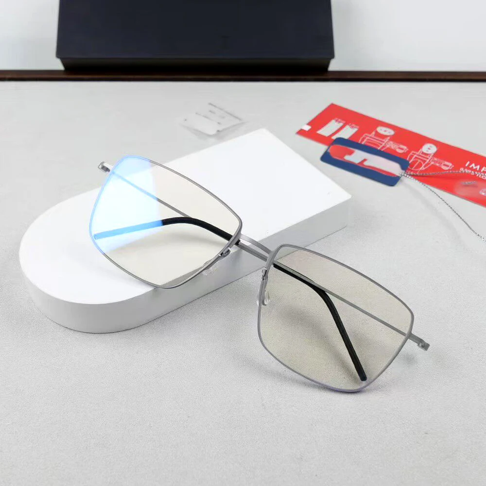 Square Glasses Frame Titanium Screwless Design Standard Size Face Eyeglasses Frames Spectacles Denmark Brand Design