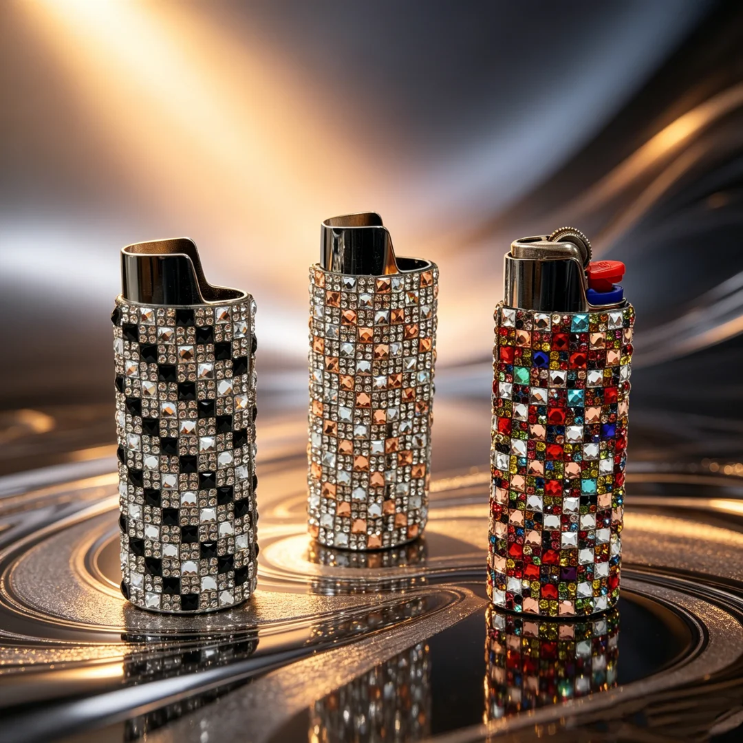 DIY Metal BIC Lighter Case Full Diamond Rhinestone Cover For BIC J6 Standard Lighter Luxury Crystal Women Gift