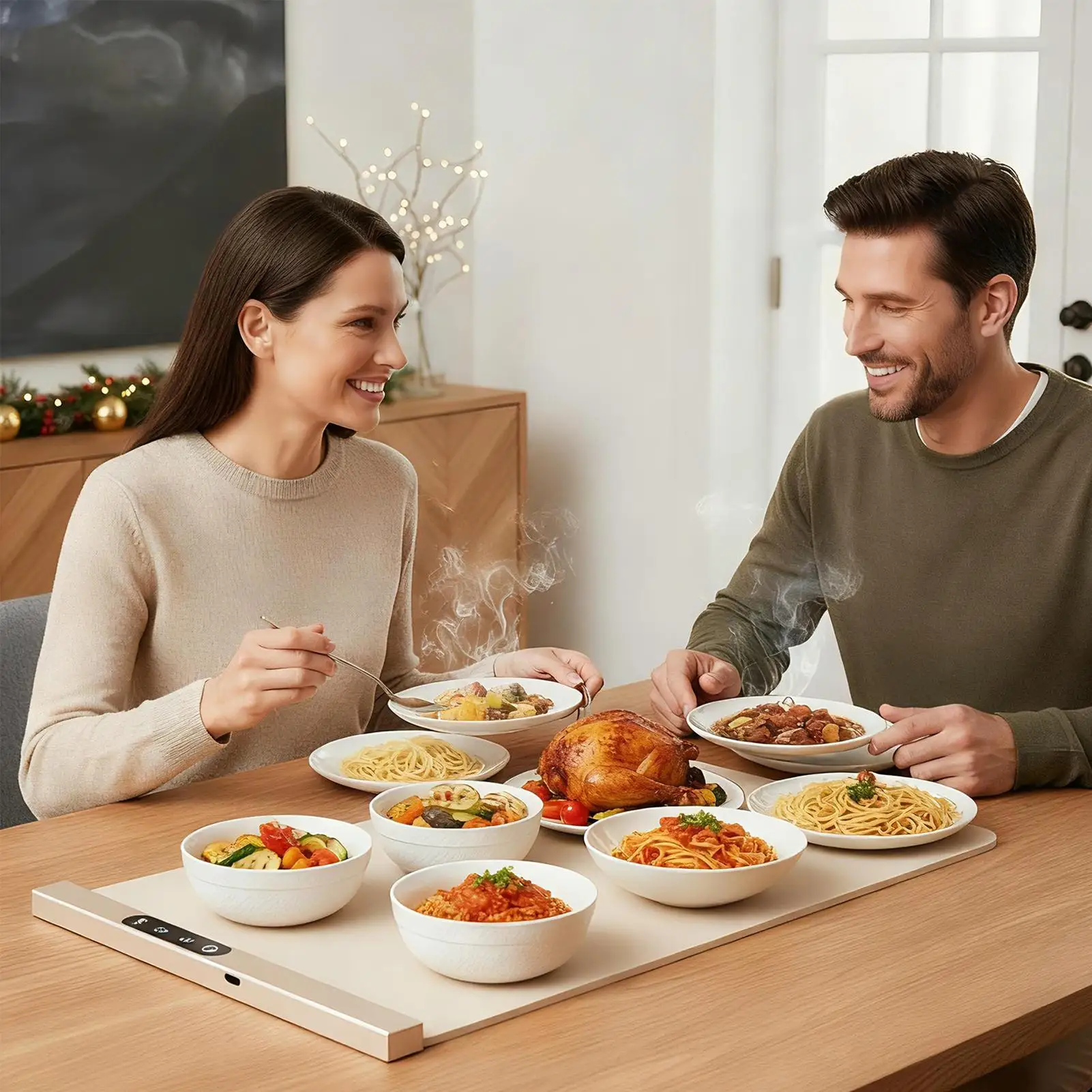 

Warming Mat For Food Timer Function Fast Heating Electric Warming Mat For Buffets Party Gatherings Kitchen Countertop Holiday