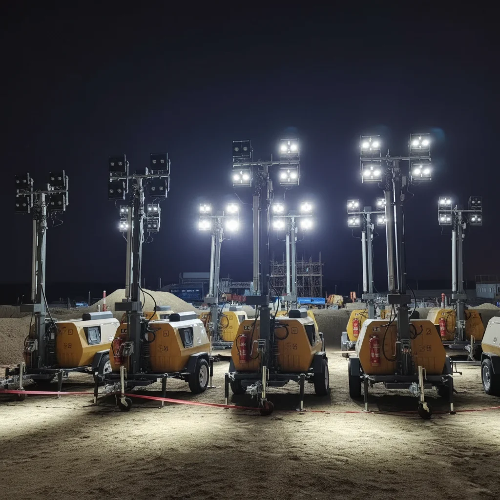 Factory Direct Sale 9M Manuel Electric Lifting Trailer Mounted Emergency Mobile Light Tower