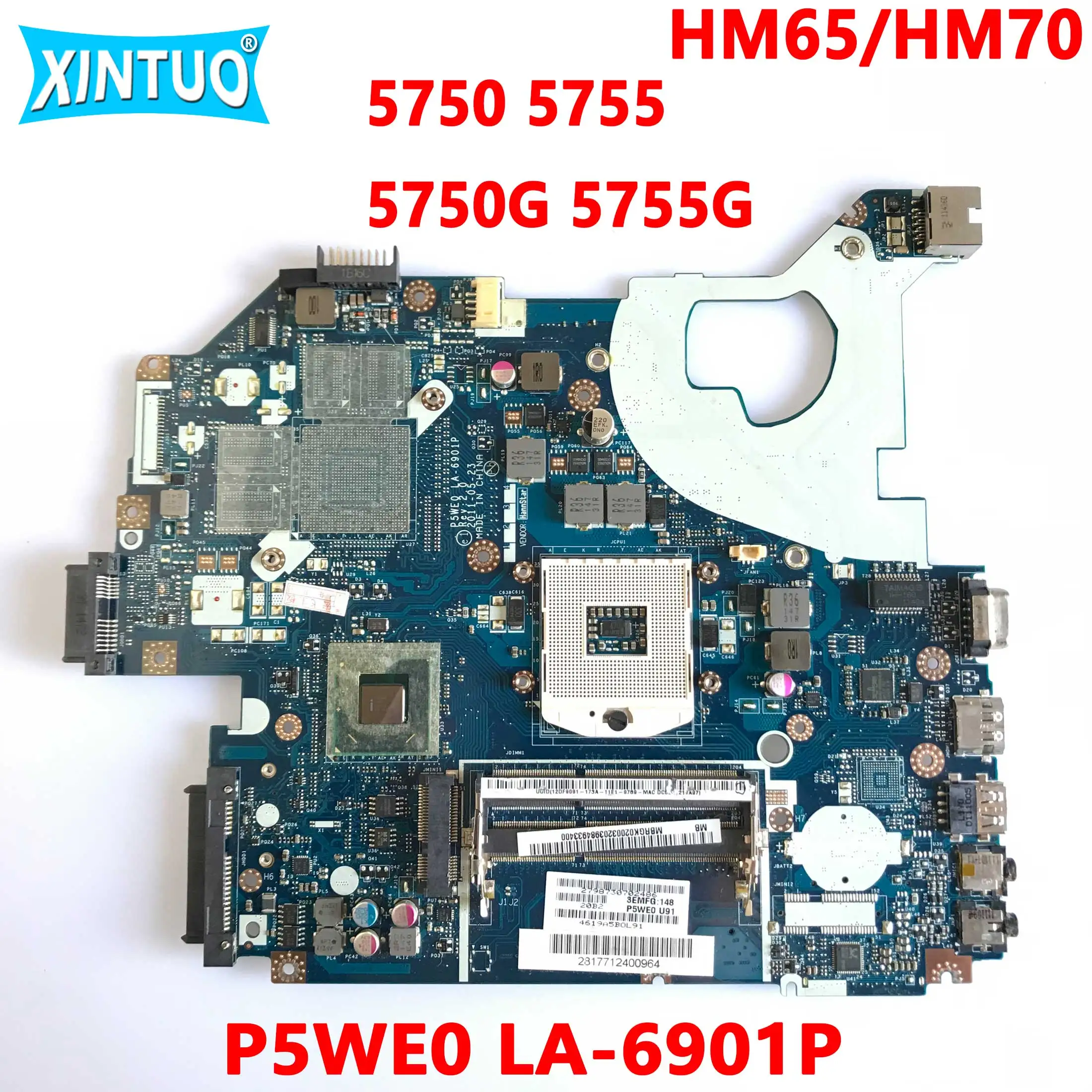 

P5WE0 LA-6901P original motherboard for Acer 5750 5755 5750G 5755G laptop motherboard PGA989 HM65 DDR3 100% test work