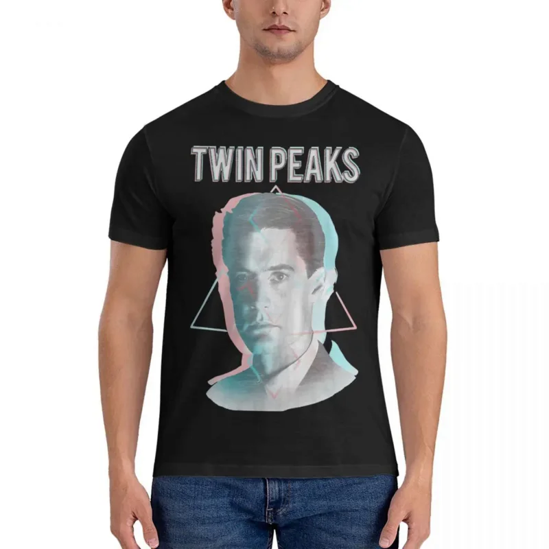 FBI Special Agent Dale Cooper 80'S Glitch Portrait Logo Casual Pure Cotton Tee Shirt Short Sleeve Twin Peaks T Shirts