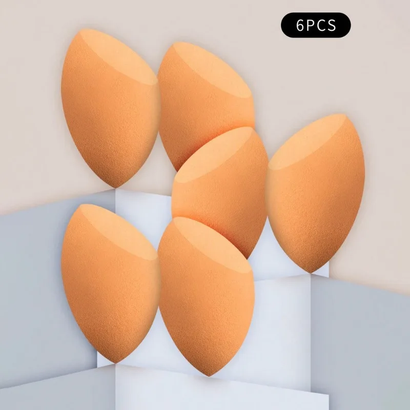 6個入りメイクアップスポンジセット、ビューティーエッグ、超ソフト、リキッドファンデーション、BBクリーム、パウダー、乾湿両用コスメパフ