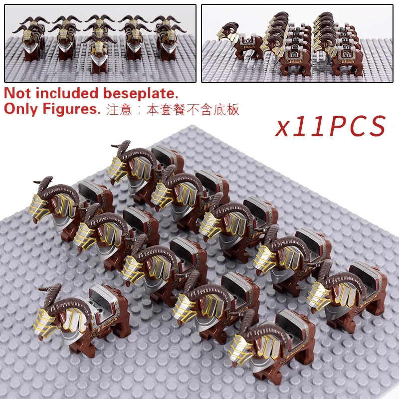 Mitty Mittelalterliche Militärsets, Kavallerie-Figuren, Kriegspferd, Tiere, Bausteine, Teile, Ritter, Waffen, Zubehör, Spielzeug für Kinder, Geschenke 7