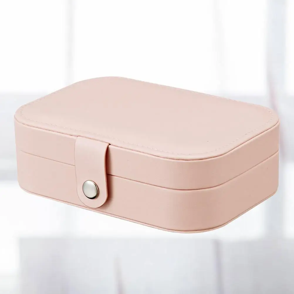 Portable Simple Storage Box Multifunctional Two Layers Container For Women Travel Small PU Jewelry Case (Orange)