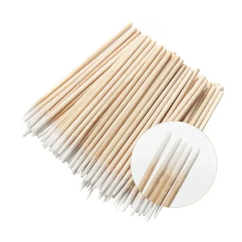 100-500Pcs Wooden Cotton Swab Sticks with Soft Tips for Manicure Nail Polish Remover Makeup Cleaning and DIY Crafts