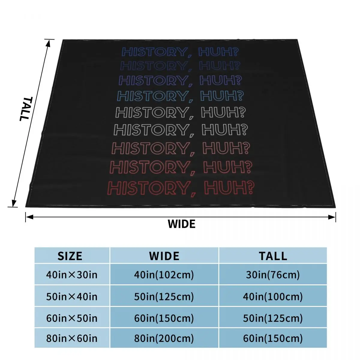 History, Huh? in red, white and blue Throw Blanket Softest Cute Warm Beach Blankets