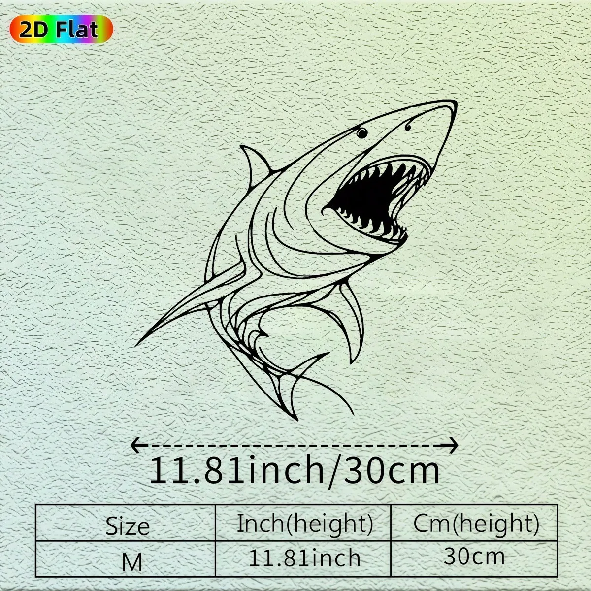Brand 2D Flat Fierce Shark Metal Wall Art,Laser‑Cut Ocean Predator Silhouette Sculpture for Bedroom Living Room
