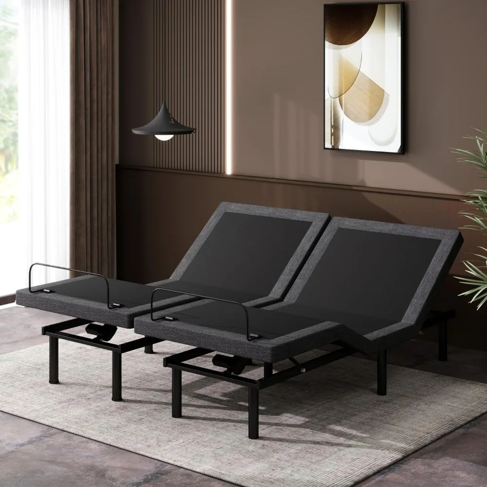 إطار سرير قابل للتعديل، أسرة قابلة للتعديل مع إطار سميك محدث، جهاز تحكم عن بعد لاسلكي، رفع منفصل للرأس/القدم، بدون جاذبية