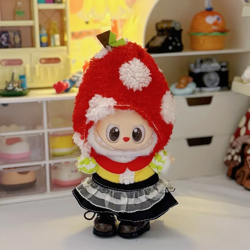 

Одежда Labubu подходит для 15-17 см в комплекте платья Apple Hat без обуви или кукол, милый мультяшный креативный дизайн, детская подарочная игрушка