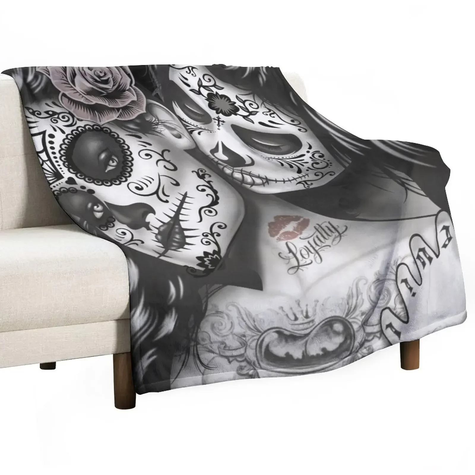 

lesbian sugar skull girls design Throw Blanket Weighted Soft Beds Blankets