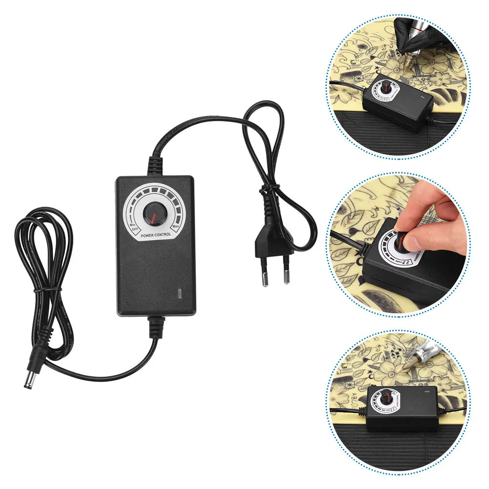

Tattoo Power Supply Adjustable Rotary Knob Eu Plug Stable Voltage Regulator Durable Power Adapter for Tattooing Equipment