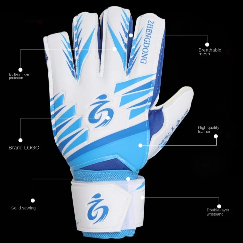 1 Pair of Wear-resistant Football Gloves Anti-slip Excellent Goalkeeper Training Gloves Non-Slip Thick Latex Goalkeeper Gloves