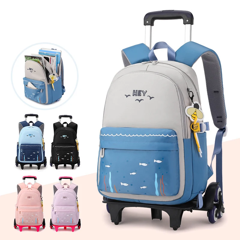 Student School bag Rolling Backpack Girls Boys Wheeled Bag Waterproof Trolley School bag With wheels Children Trolley backpack