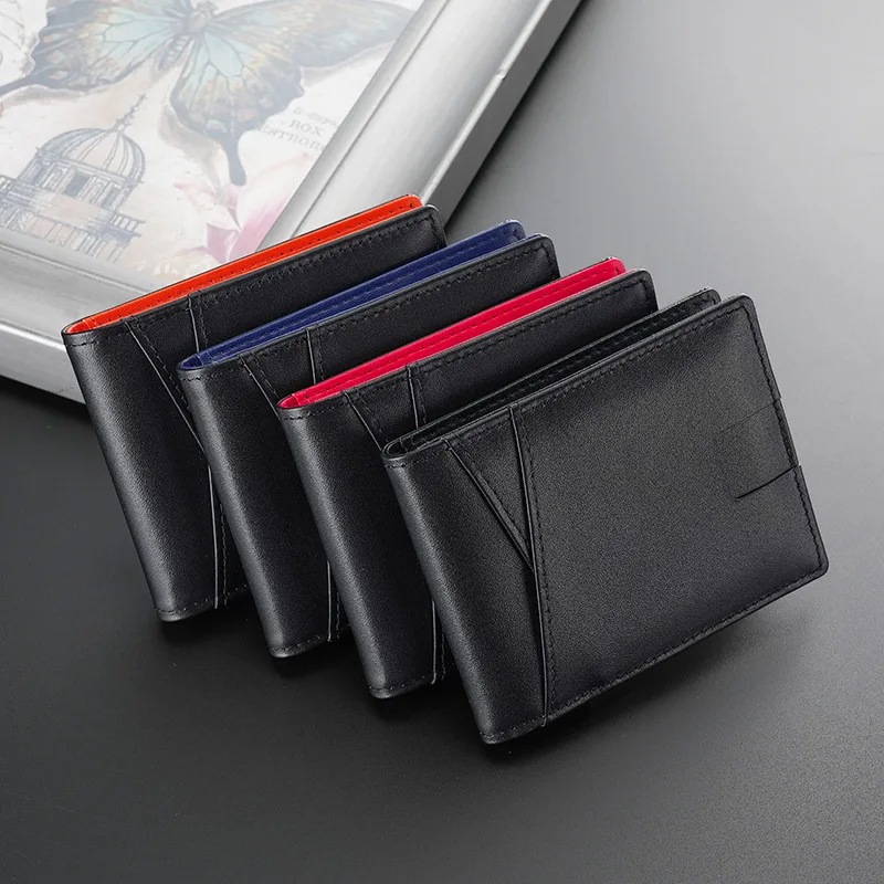 Slim Wallets for Men Genuine Leather Men's Money Clip RFID Blocking Front Pocket Bifold Wallet Thin Credit Card Holder Purse