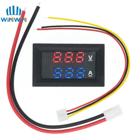 DC 0-100V 10A Digital Voltmeter Ammeter Dual Display Voltage Detector Current Meter Panel Amp Volt Gauge 0.28" Red Blue LED