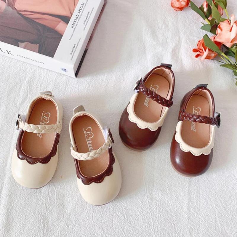 New Toddler Baby Princess Leather Shoes For Kids Soft Bottom Korean Children\'s Flower Casual Single Shoes 1 2 3 4 5 6 7 Years