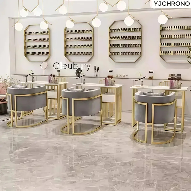 

Workstation Designer Nail Desk Modern Salon Waterproof Light Luxury Nail Desk Reception High Quality Nageltisch Salon Furniture