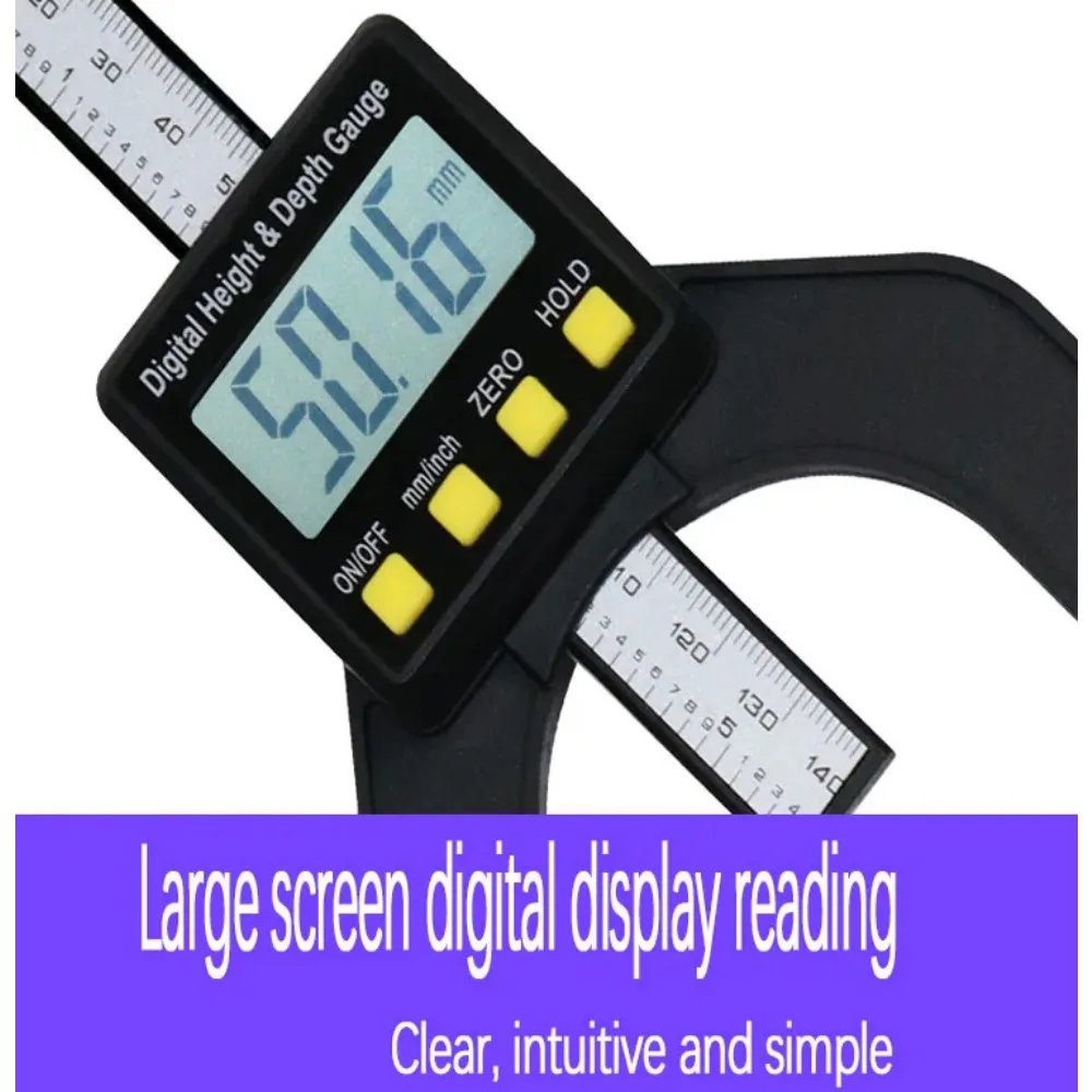 Digital Depth Caliper Height Gauge Digital Tread Depth Gauge LCD Magnetic Self Standing Aperture 0-80mm