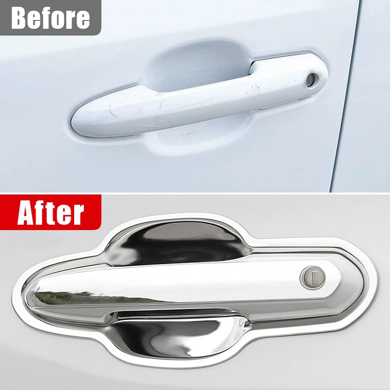 الفولاذ المقاوم للصدأ مقبض باب السيارة السلطانية غطاء الكسوة واقية ملصق لتويوتا RAV4 XA50 الهجين 2019 2020 2021 2022 2023 2024 #2