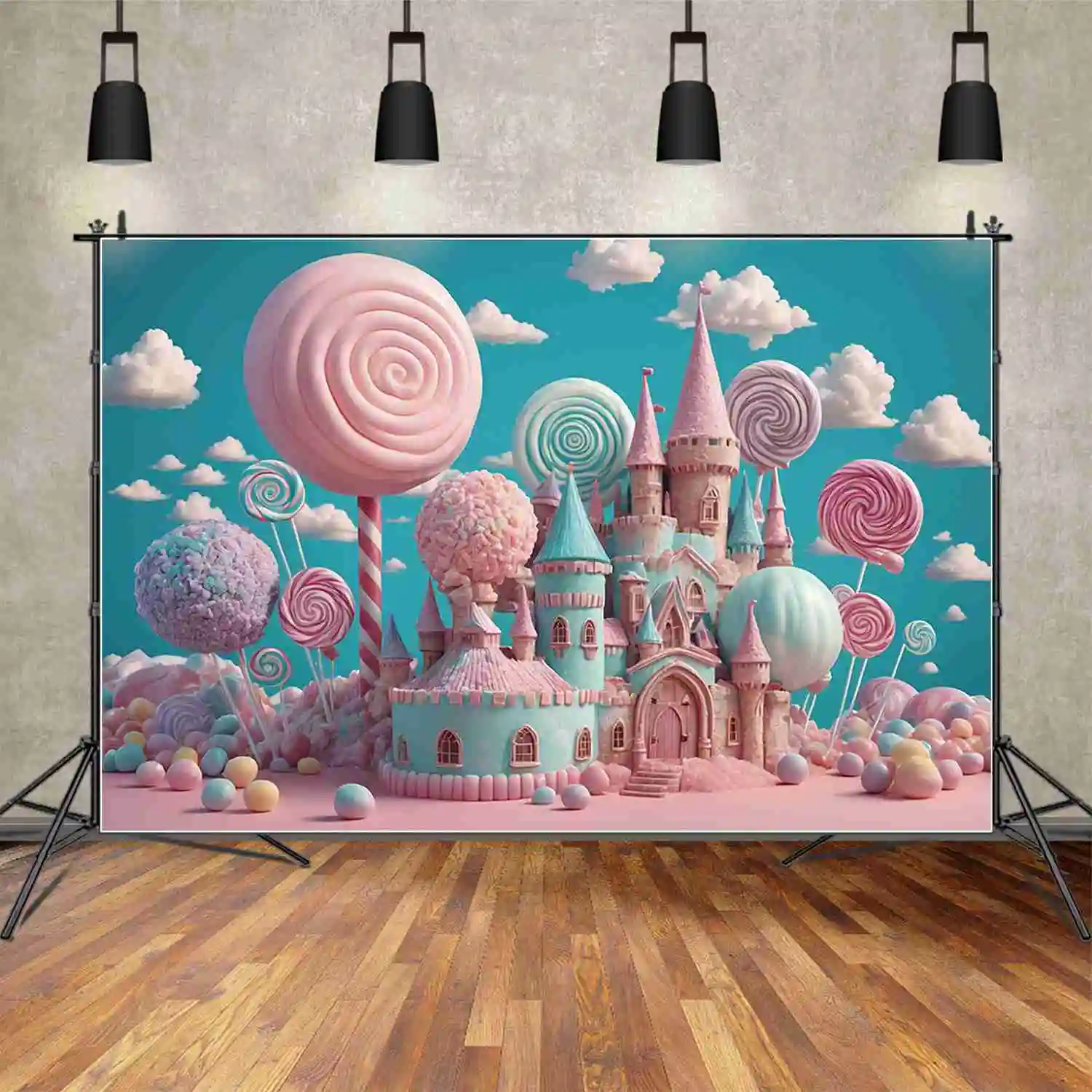MOON.QG Candyland Candy Bar Lollipop Castle خلفية الطفل حفلة عيد ميلاد الديكور خلفية الأطفال التصوير الفوتوغرافي اطلاق النار