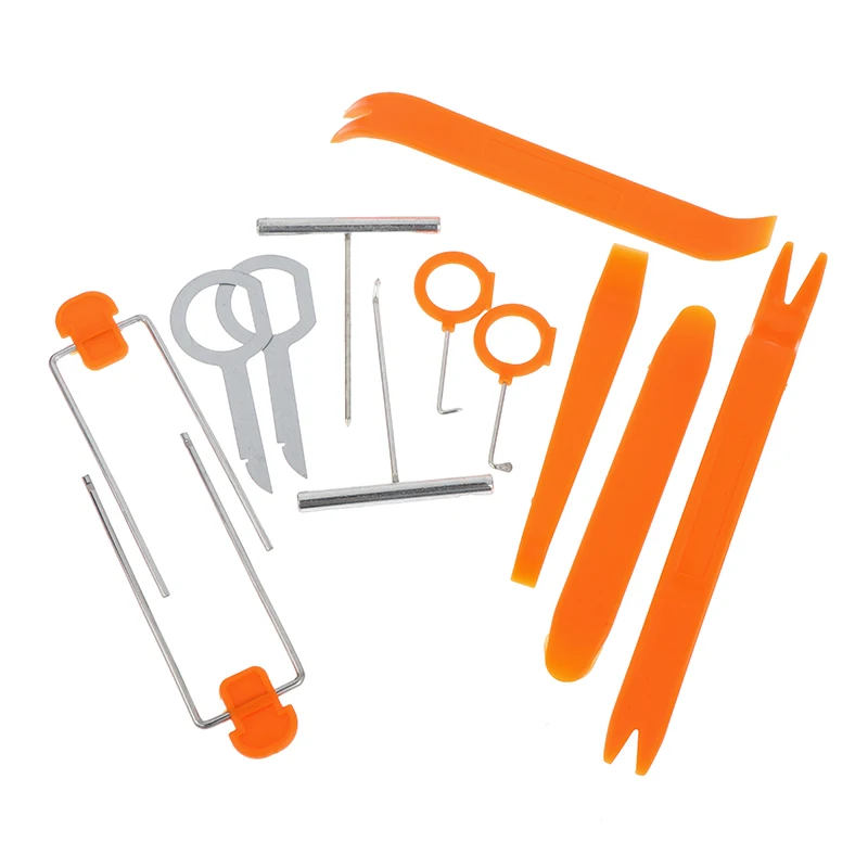 

1set Auto Door Clip Panel Trim Removal Tool Kits 12pcs/set Car Door Panel Audio Dash Trim Clip Pry Removal Install Refit Tool
