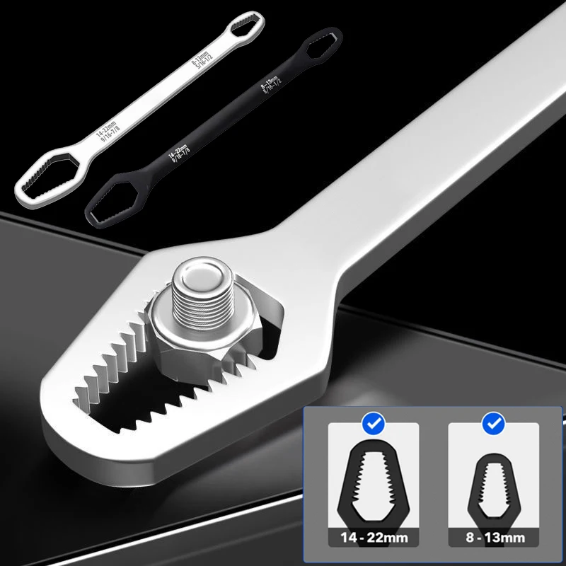 Double-Head Wrench Screw Nuts Wrenches Self-tightening Adjustable TORX Spanner 8-22mm Hand Tools Kit