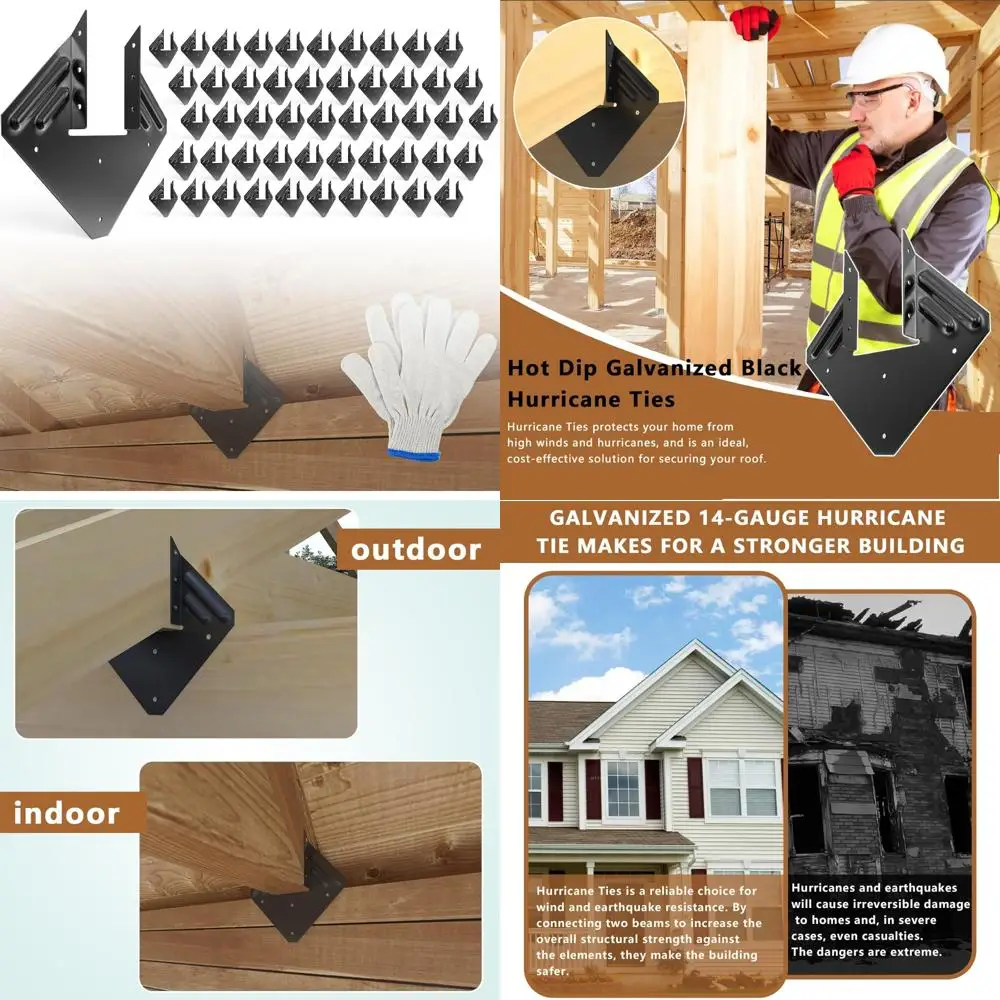 

Hurricane Ties for Rafters, 14-Gauge Straps, 2x4 and 2x6 Truss to Rafter Connectors, Hot Dip Galvanized, Durable Construction Fa