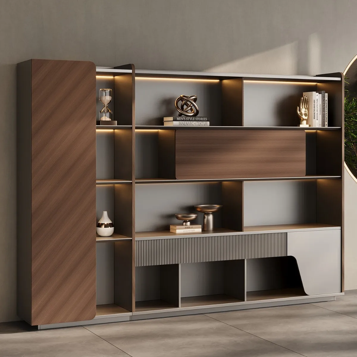 Boss Office Background Cabinet Light Luxury File Simple Modern Bookcase Locker Floor Cabinet Bookshelf
