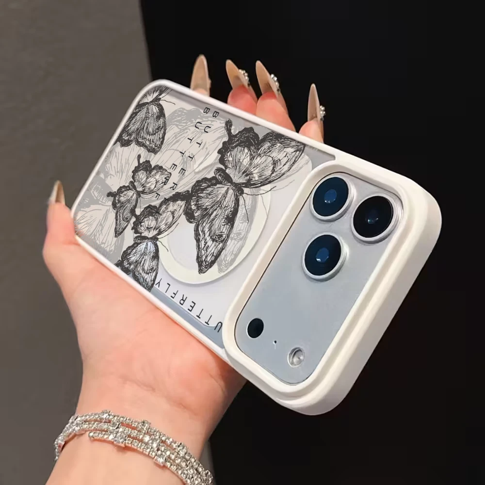 Retro INK Butterfly Klarsicht-Hülle für iPhone 17 15 11 13 16 14 Pro Max 13 12 15 Plus Hüllen für Magsafe Wireless Charging Drop Cover – Detail 8