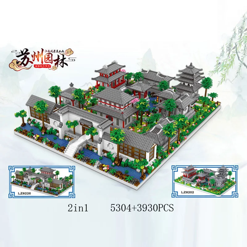 9234pcs Stad Street View China Suzhou Tuin Model Bouwstenen Traditionele Architectuur Micro Blok Bakstenen Volwassen Collectie