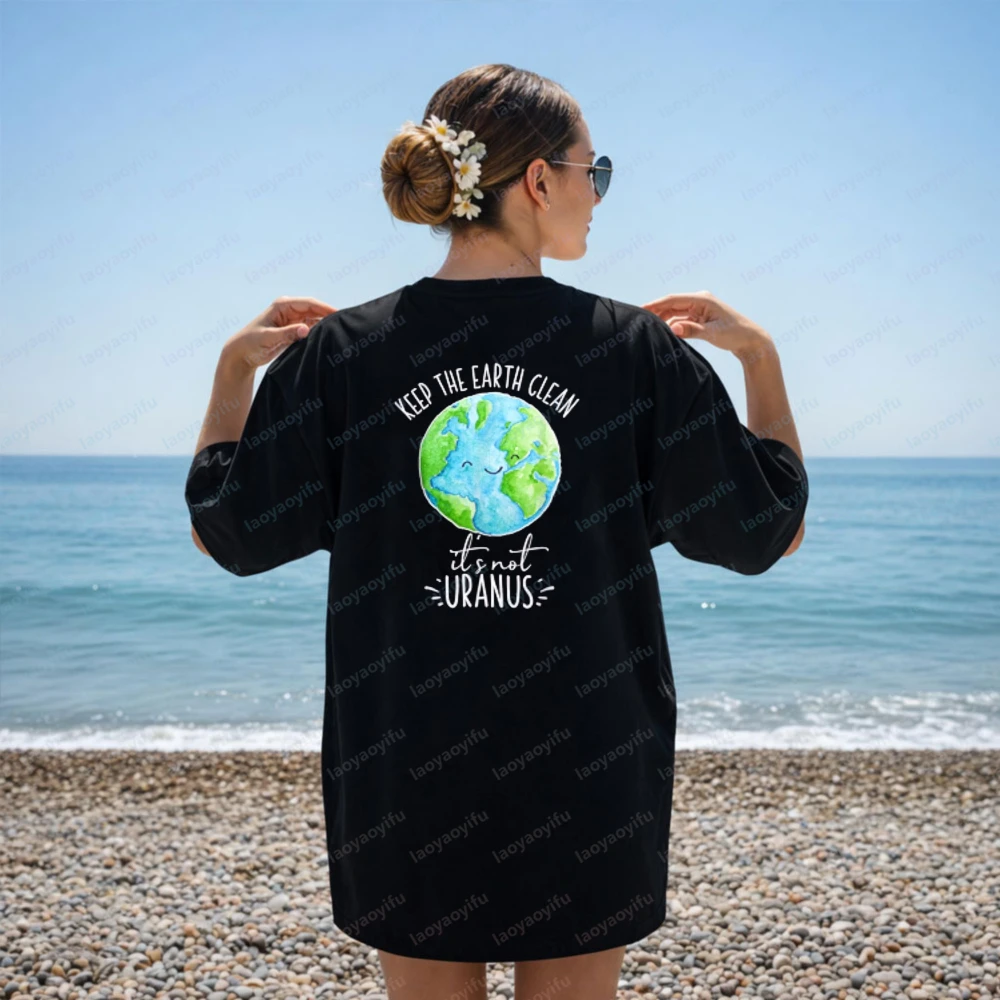 Keep The Earth Clean It's Not Uranus Funny T-Shirt Graphic T Shirts Y2k Clothes Shirts for Women Women Clothing Harajuku Tops