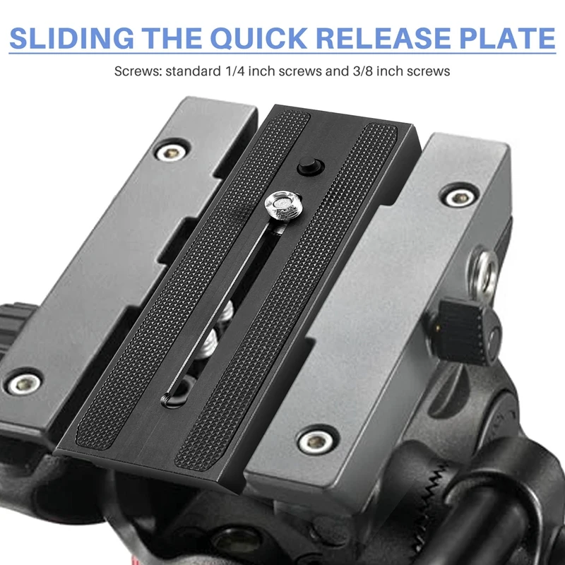 Sliding Quick Release Plate With 1/4 Inch And 3/8 Inch Screws For Manfrotto MVH500AH Quick Release Plate