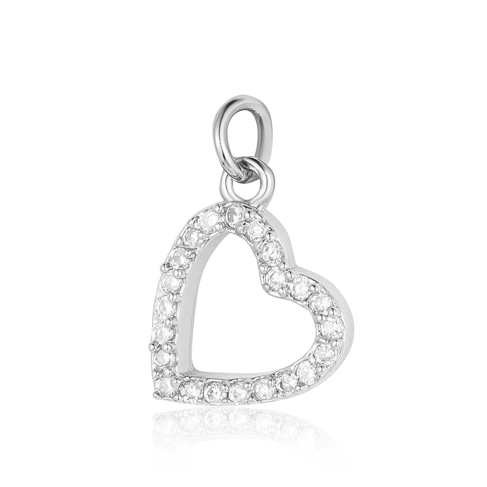 5pcs/Lot Copper CZ Little Girl Boy Love Heart DIY Charms Women Zircon Racket Cross Necklace Pendants Heart Key Jewelry Wholesale