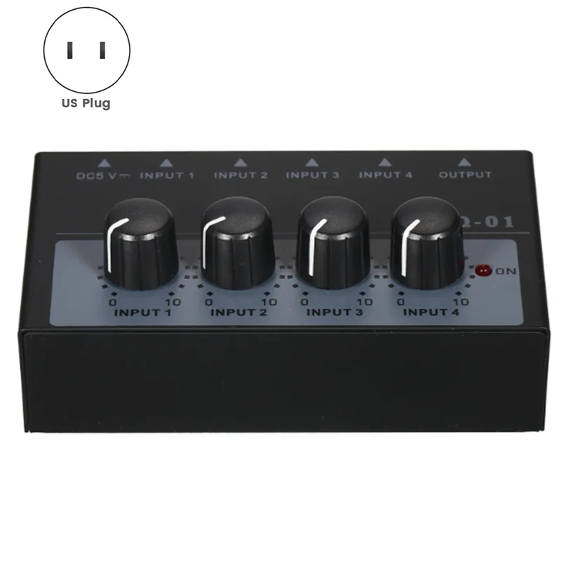 

Excellent-Mixer Ultra Low Noise 4 Channel Mixer 4 Input 1 Output DC 5V Mini Audio Mixer Microphone Guitar Bass Mixers